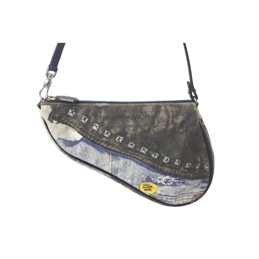 Christian Dior Saddle Bag denim transfer black blue leather - Picture 2 of 9